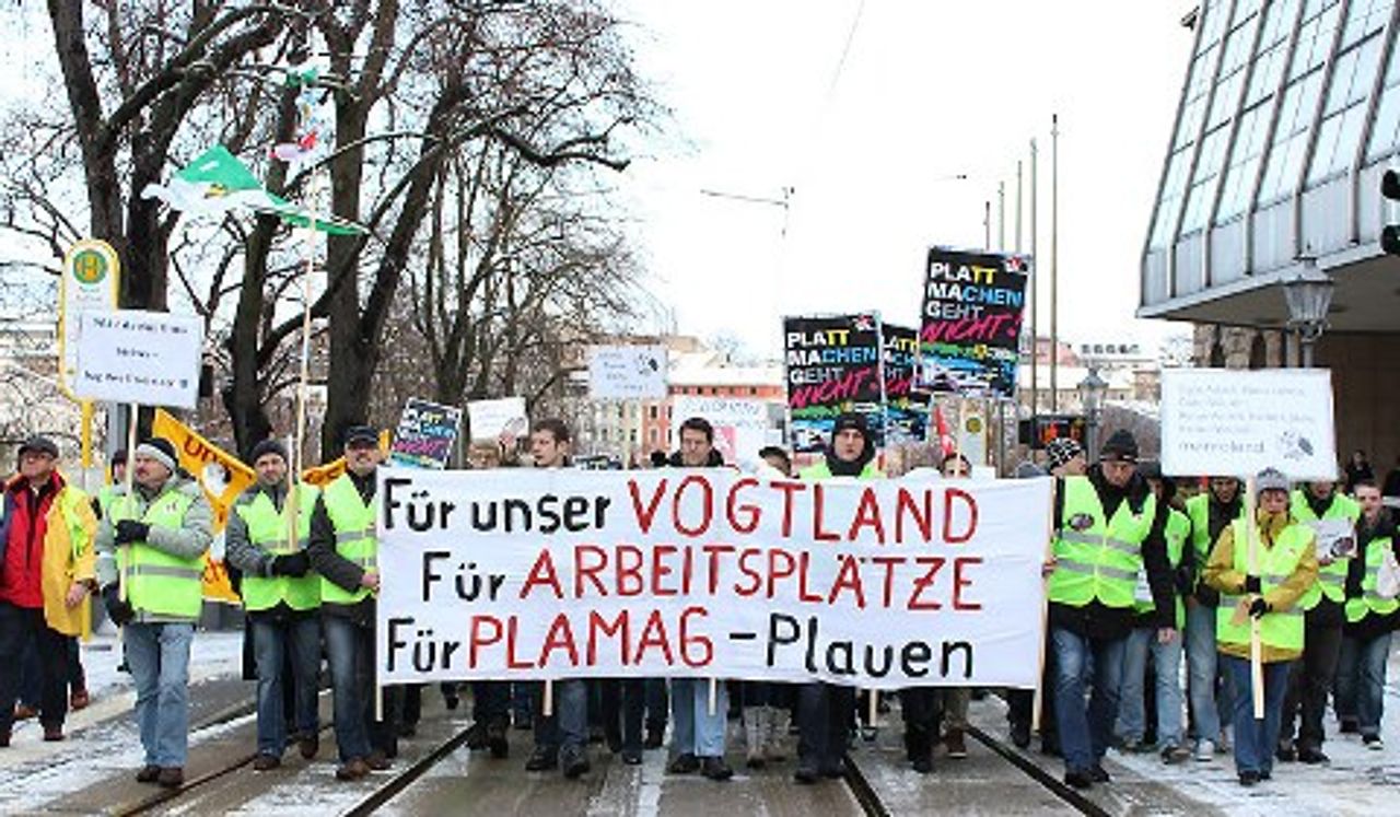 Der Demonstrationszug in Plauen
