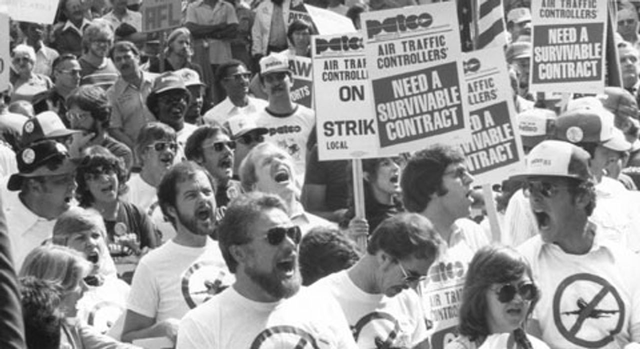 Streikende PATCO-Mitglieder auf Labor Day Kundgebung in Detroit