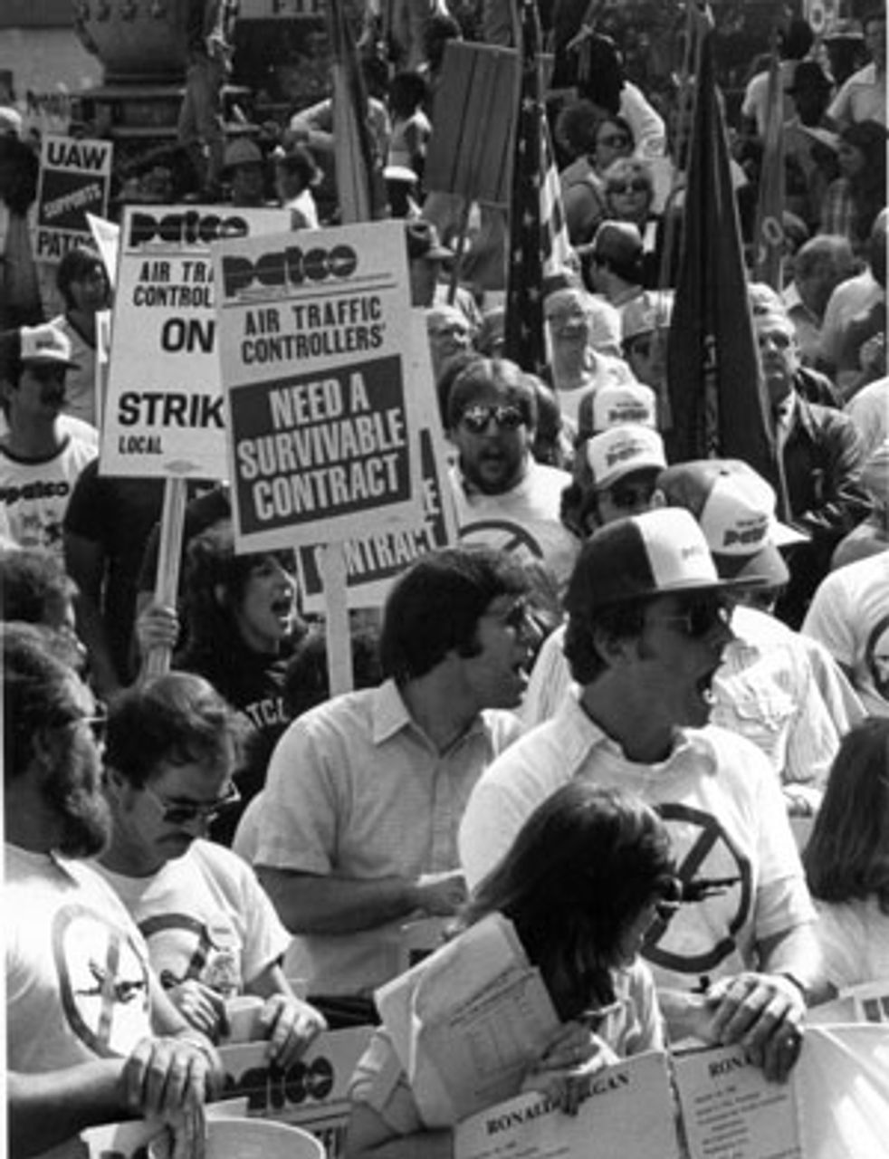 Streikende PATCO Mitglieder in Detroit 1981