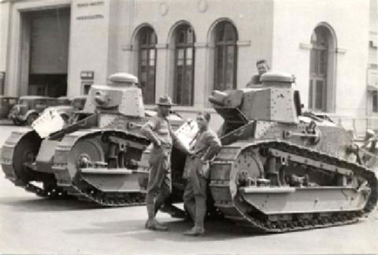 National Guard tanks on the waterfront  (Photo: San Francisco History Center, San Francisco Public Library)