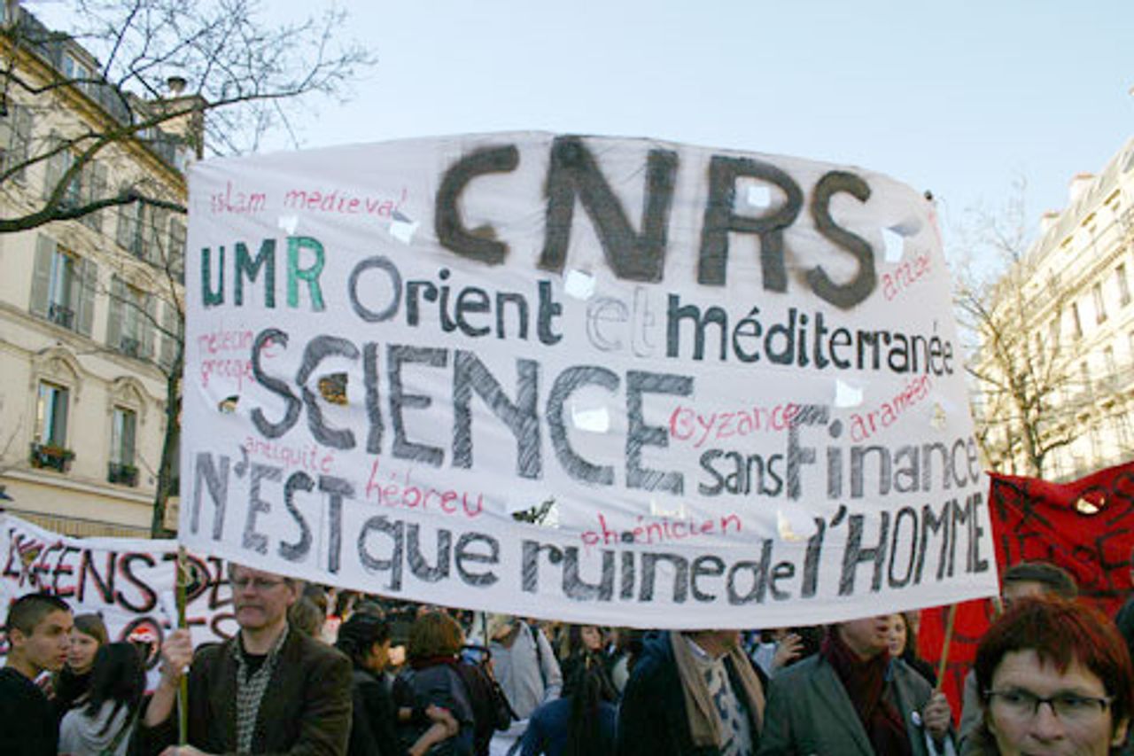 Researchers protest
