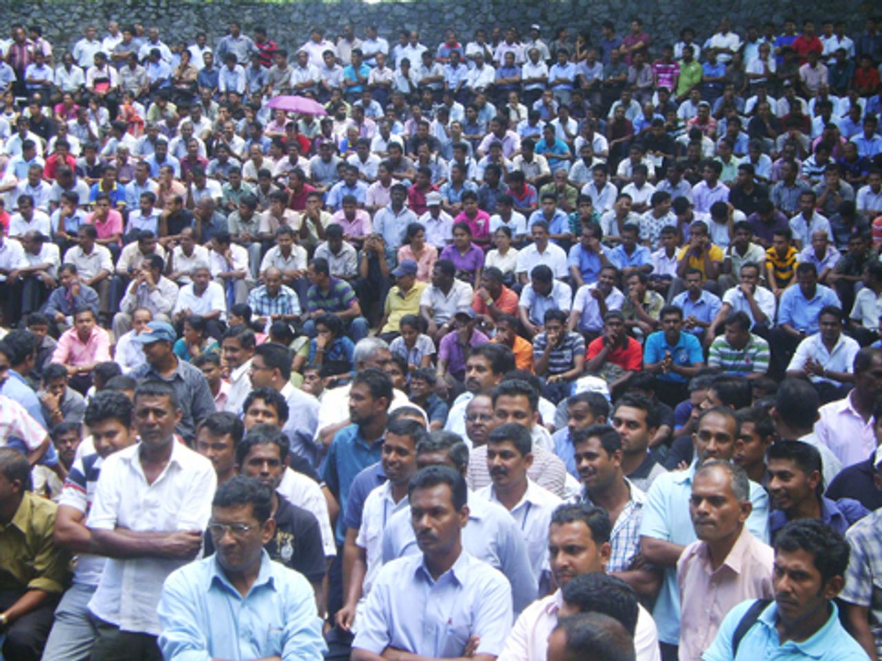 Sri Lankan telecom workers protest meeting