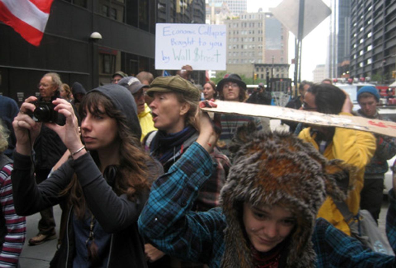 Demonstrators march in New York City