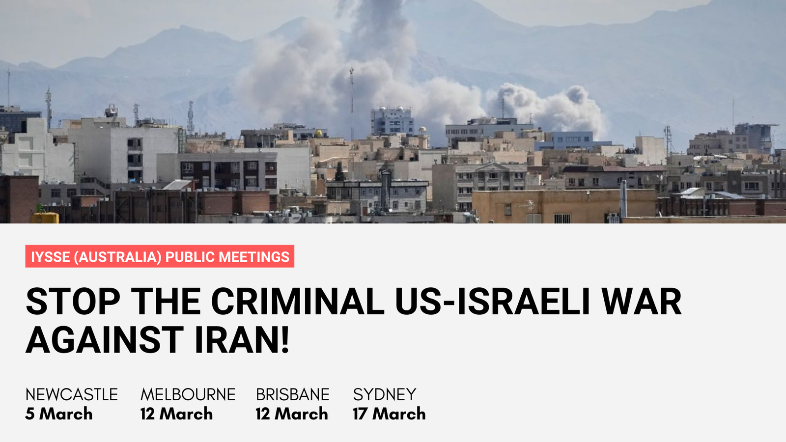 IYSSE (Australia) campus meetings: Stop the criminal US-Israeli war against Iran!