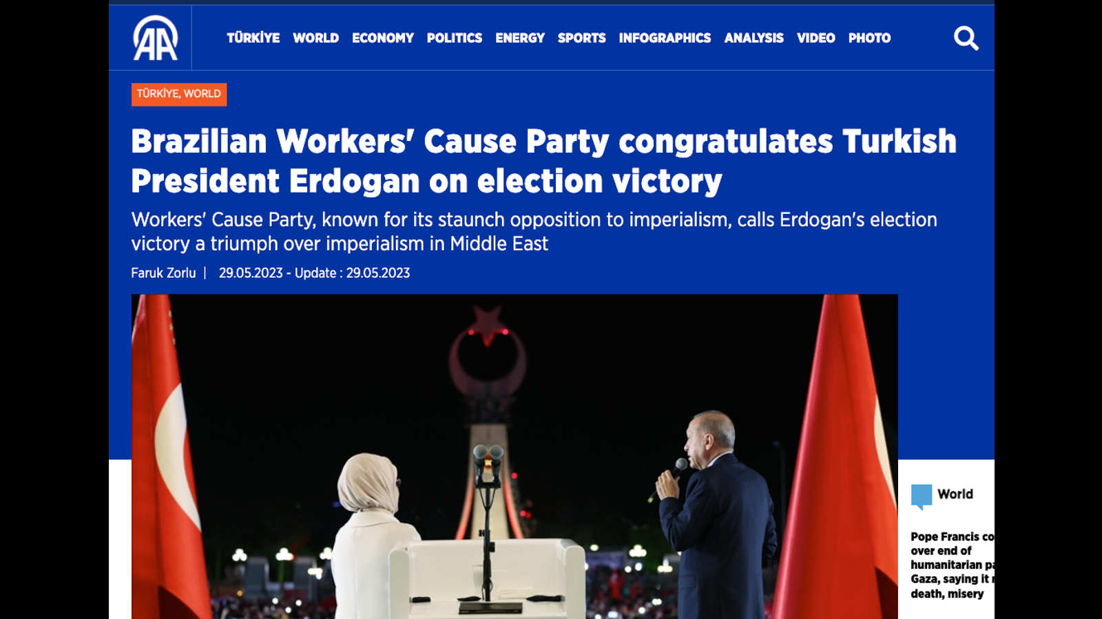 Le parti de pseudo-gauche brésilien PCO défend son appui à Erdoğan dans ...