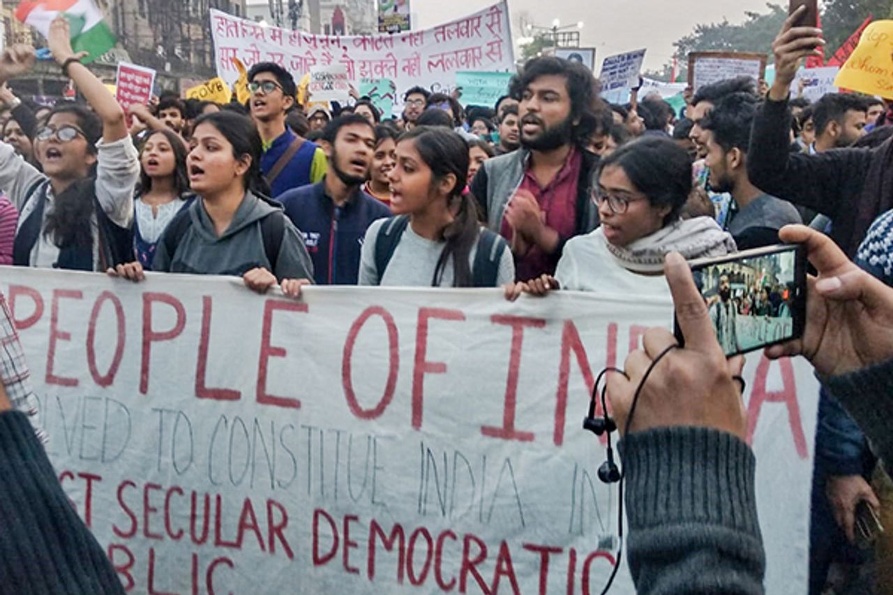 Indian anti-discrimination emonstrators in Kolkata