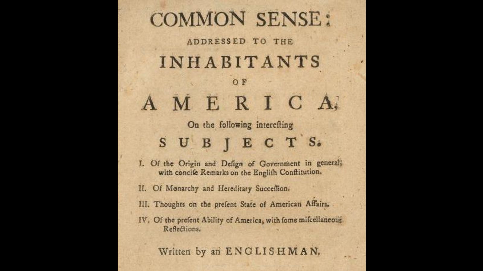250 years since the publication of Tom Paine’s Common Sense