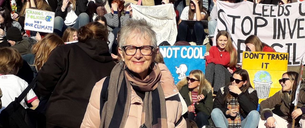 Barbara Slaughter at the Leeds protest