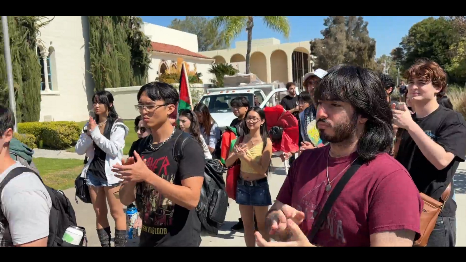 Students at San Diego State University protest war on Iran