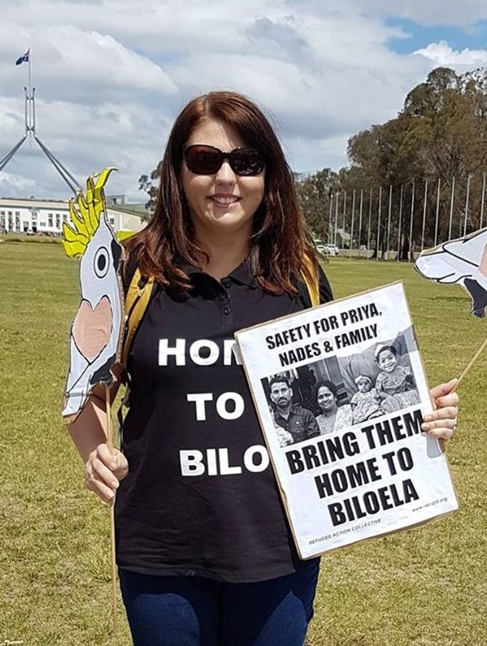 Angela Fredericks outside the Australian parliament