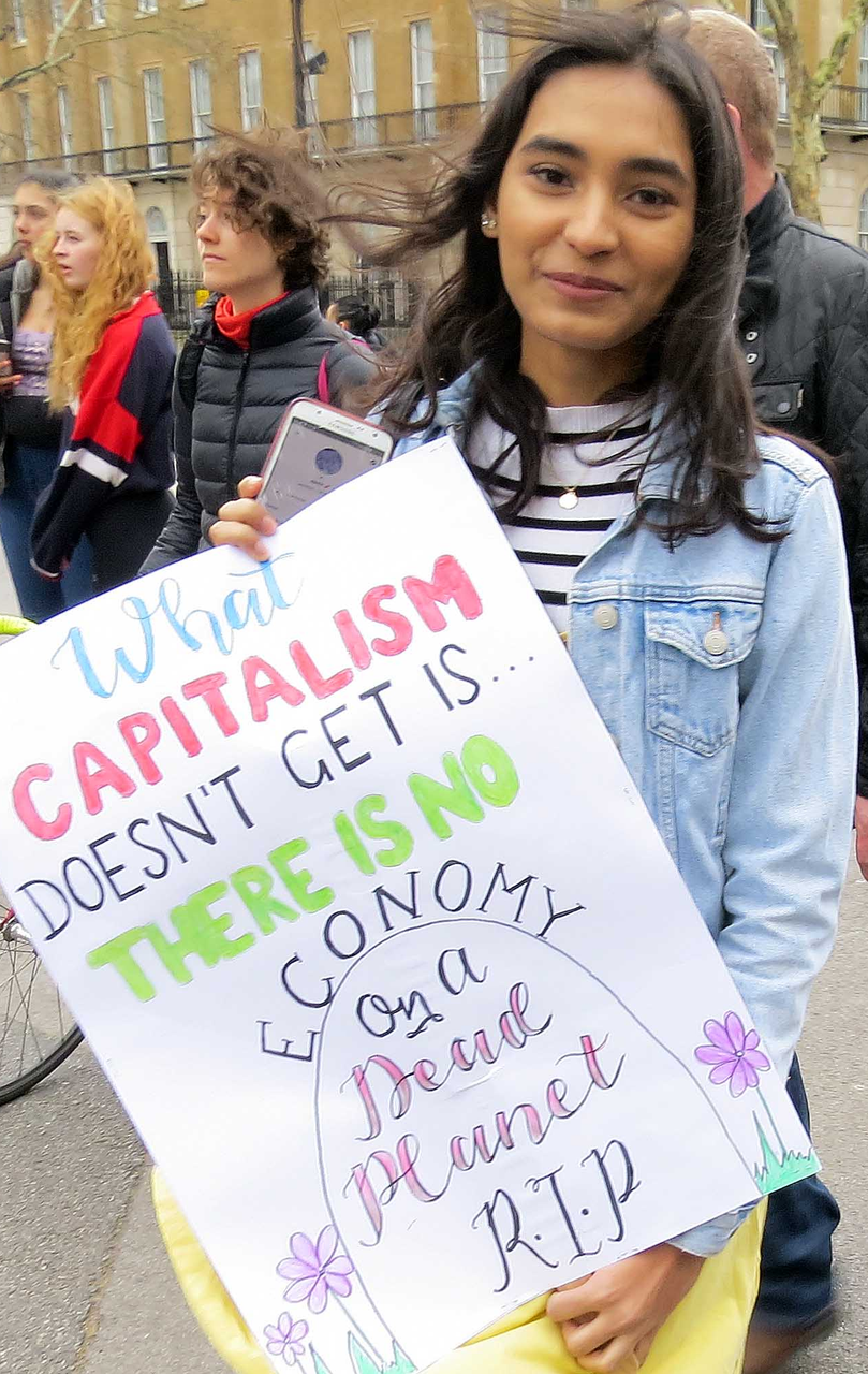 What capitalism doesn't get is there is no economy on a dead planet, this British student says