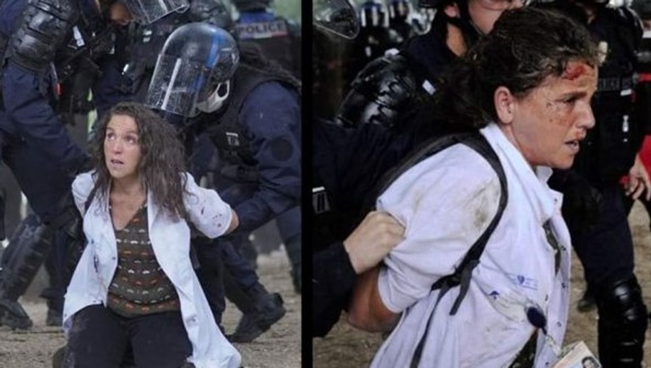Farida C, a 50-year-old nurse, beaten and arrested by French riot police on Tuesday