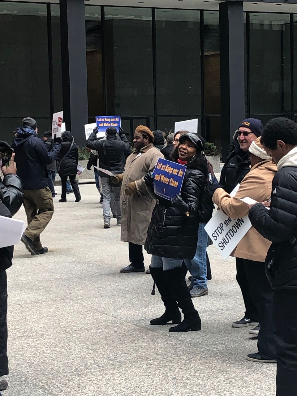 Picketers in downtown Chicago