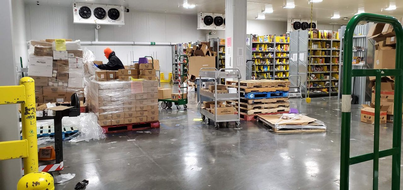freezers at Amazon Fresh warehouse 