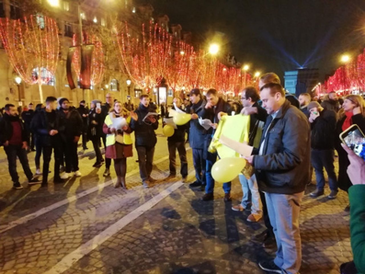 Yellow vests on the Champs Elysées in Paris, France
