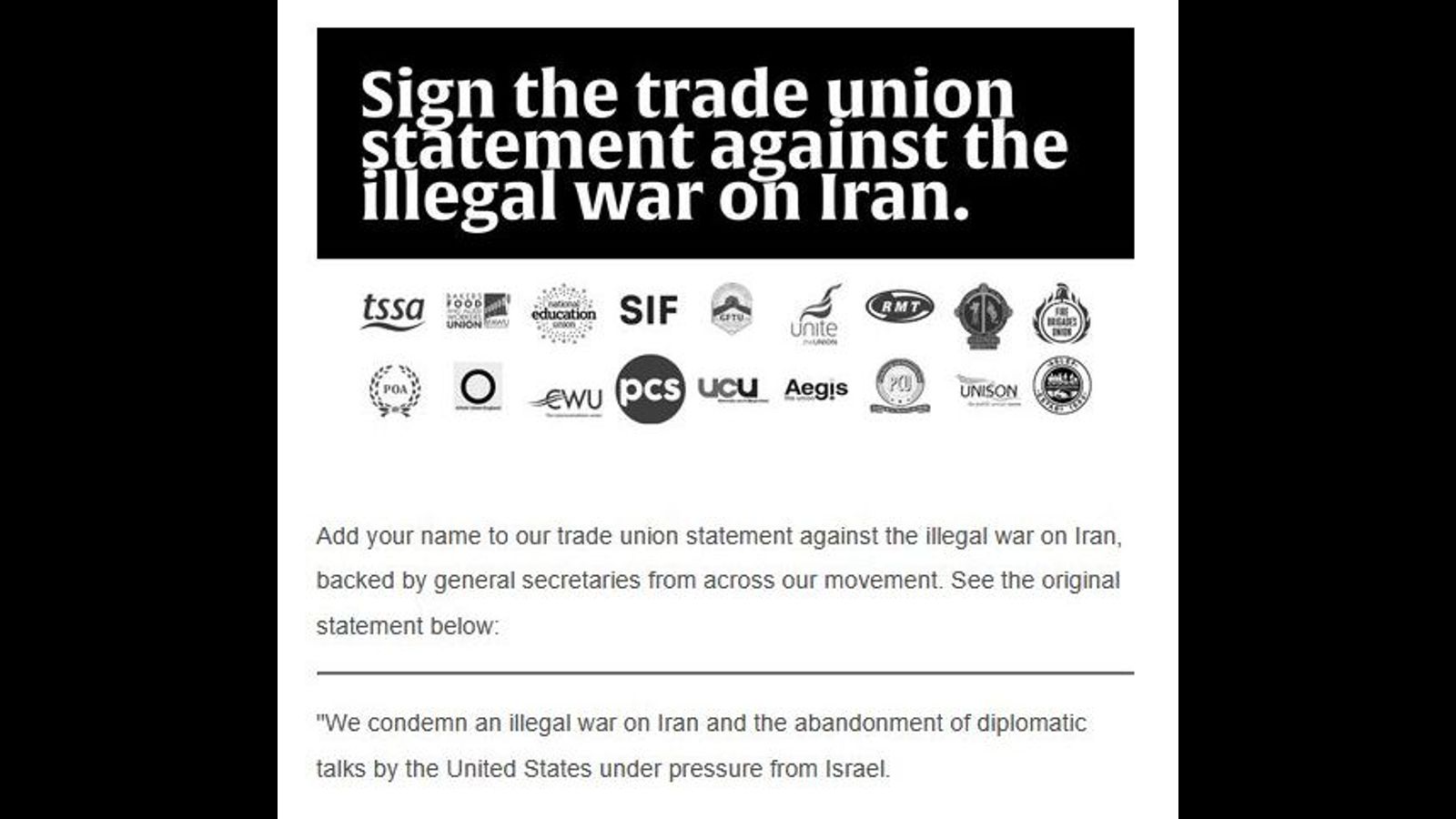 UK trade union leaders issue toothless statements on illegal war against Iran