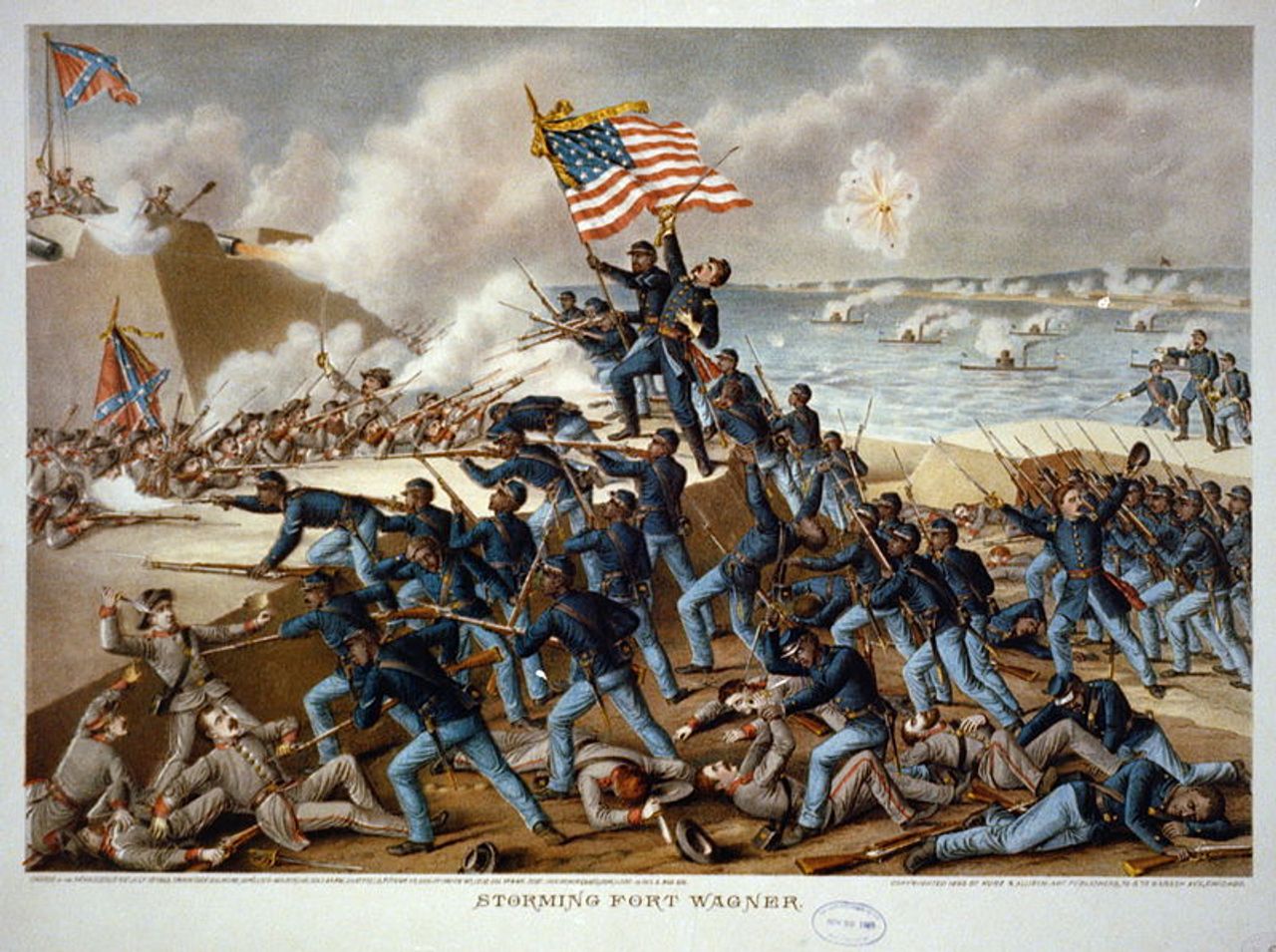 54th Massachusetts Regiment charging toward Fort Wagner, South Carolina, 1863