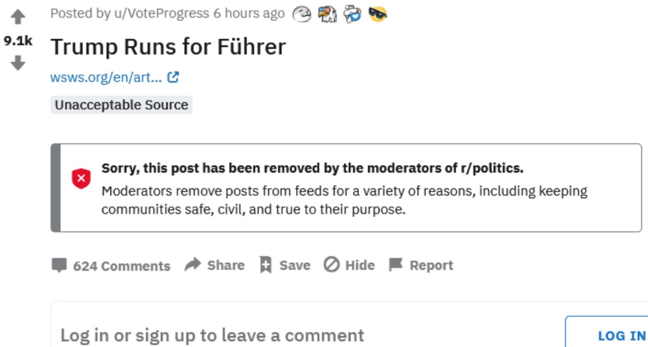 Reddit moderators censor WSWS article on Trump’s speech at Republican convention