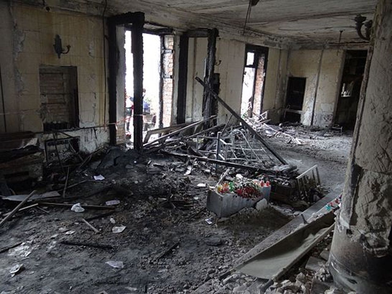The Trade Union house in Odessa after the fire and massacre in 2014. [Photo by Lsimon / CC BY-NC-SA 4.0]