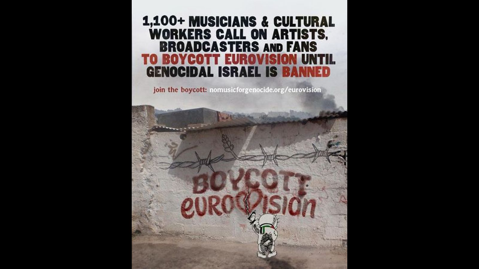 1,100 artists call for boycott of Eurovision over Israel’s Gaza genocide