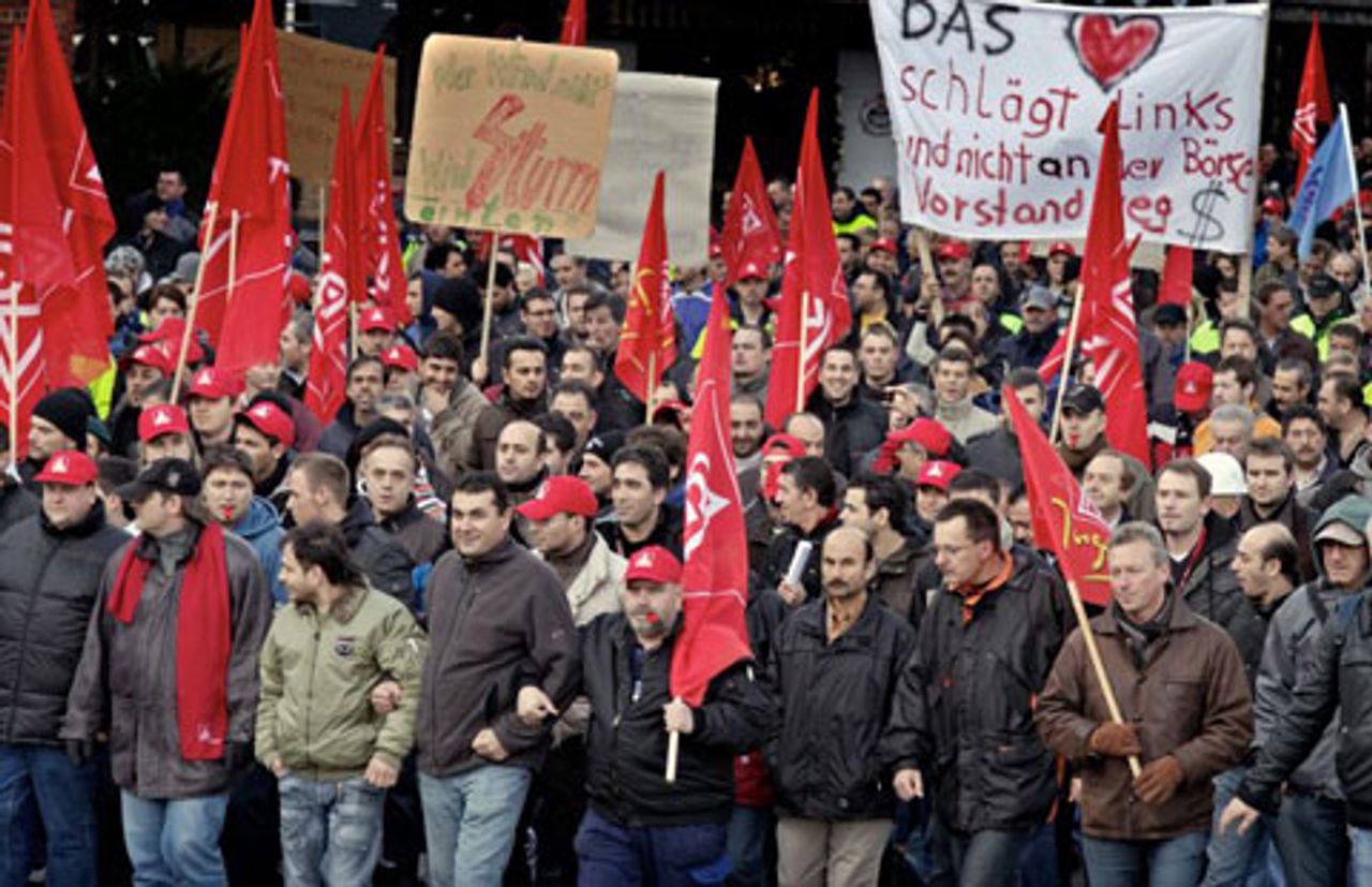 Protestierende Arbeiter in Sindelfingen