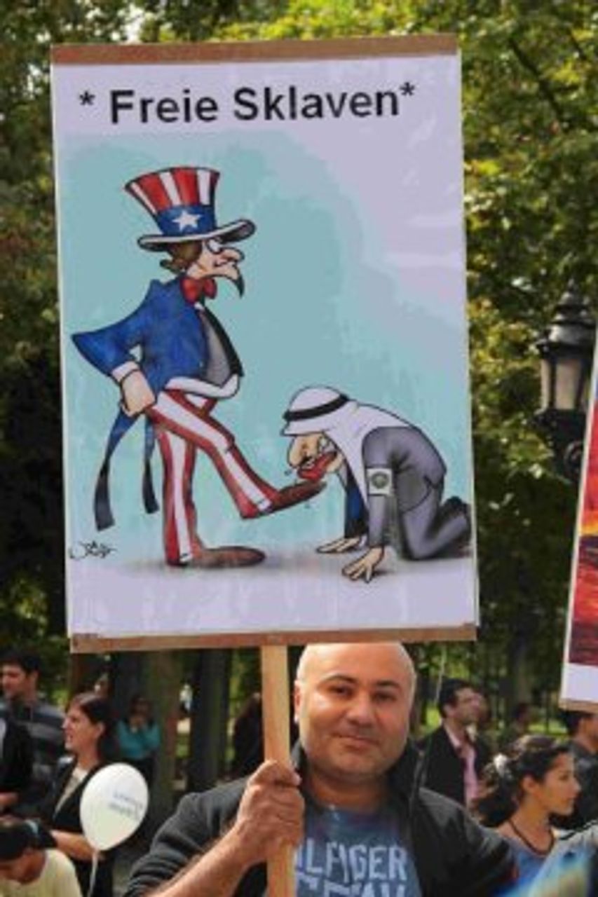 Ein Demonstrationsteilnehmer