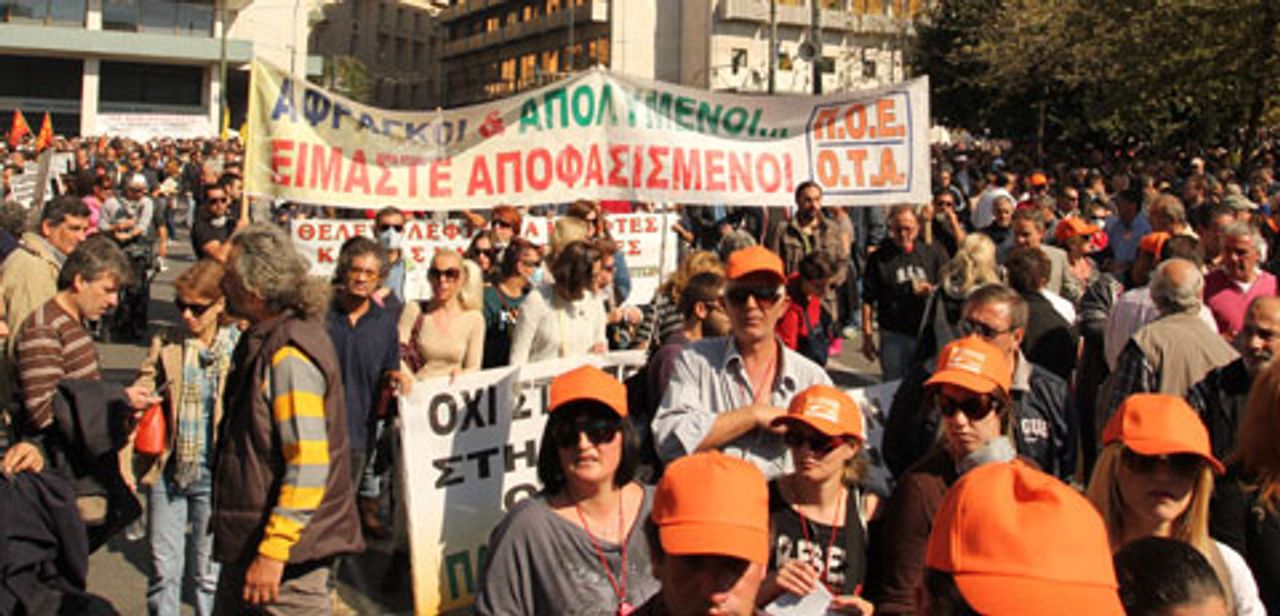 Protestierende Arbeiter auf dem Syntagma-Platz