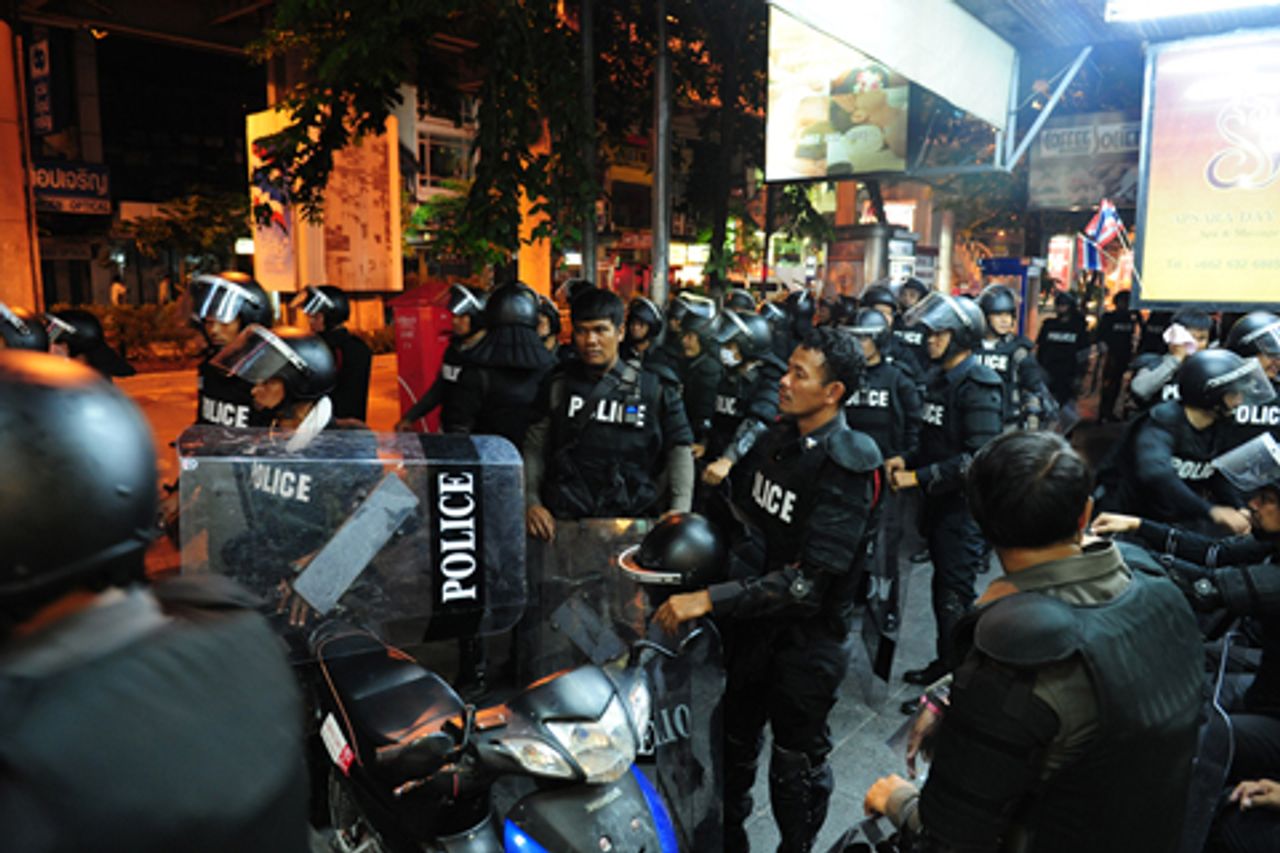Polizei im Rachaprasong-Bezirk in Bangkok