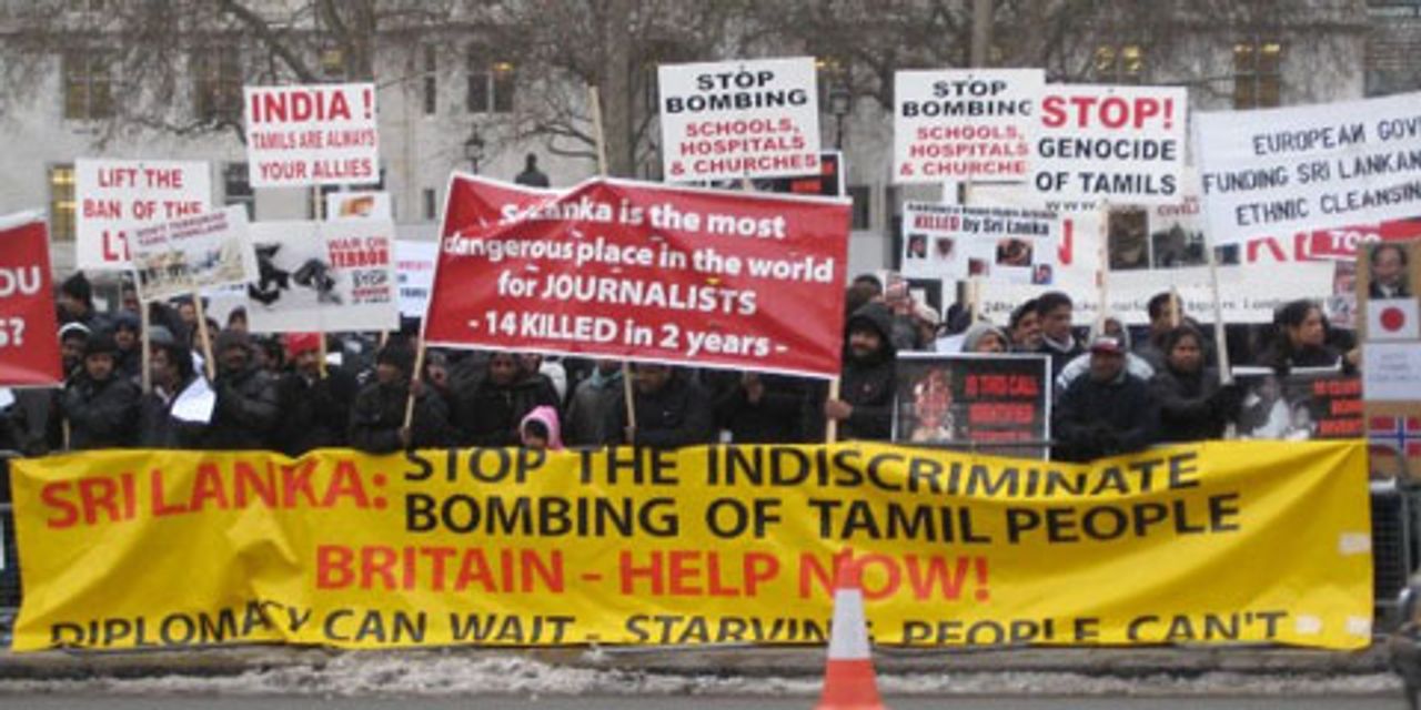 Banners on the London demonstration