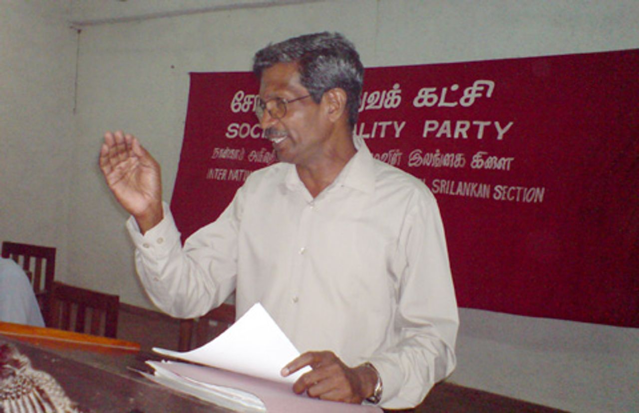 Myilvaganam Thevarajah addressing the meeting