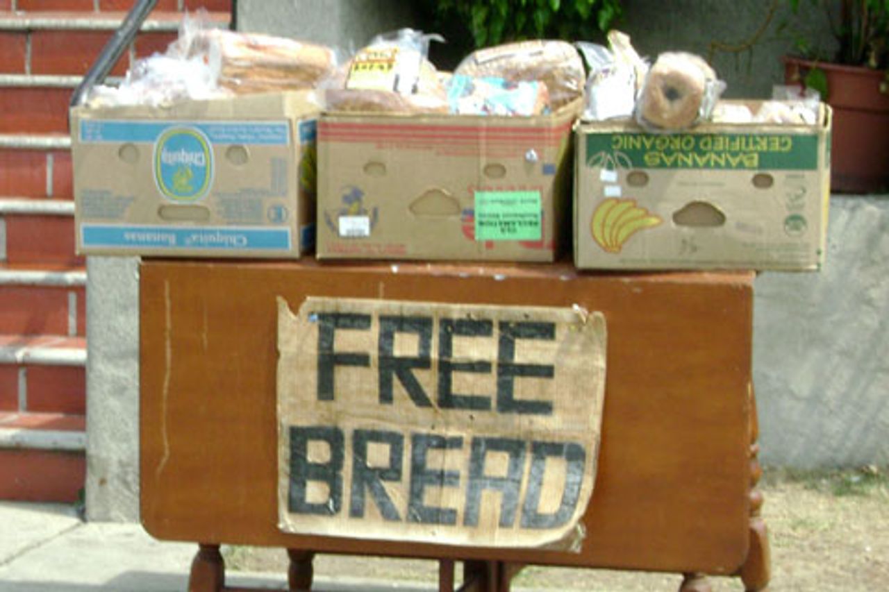 A sign at the Foundation Church food bank