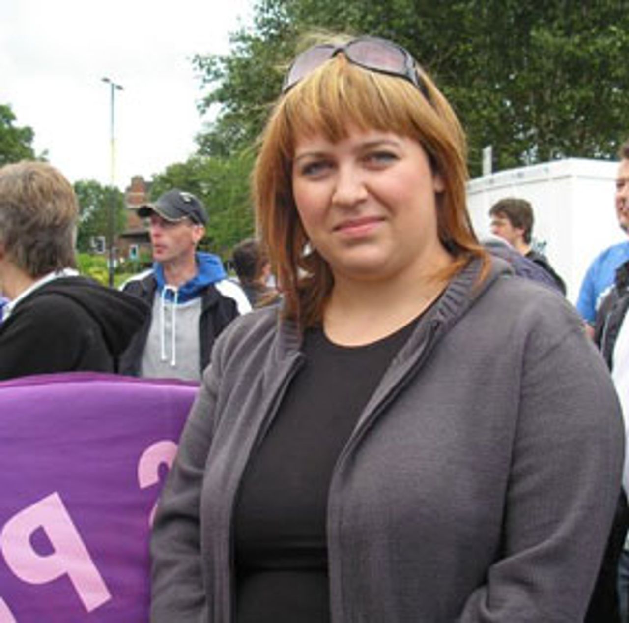 Olga Gajczyk, a lecturer, at the University and College Union demonstration