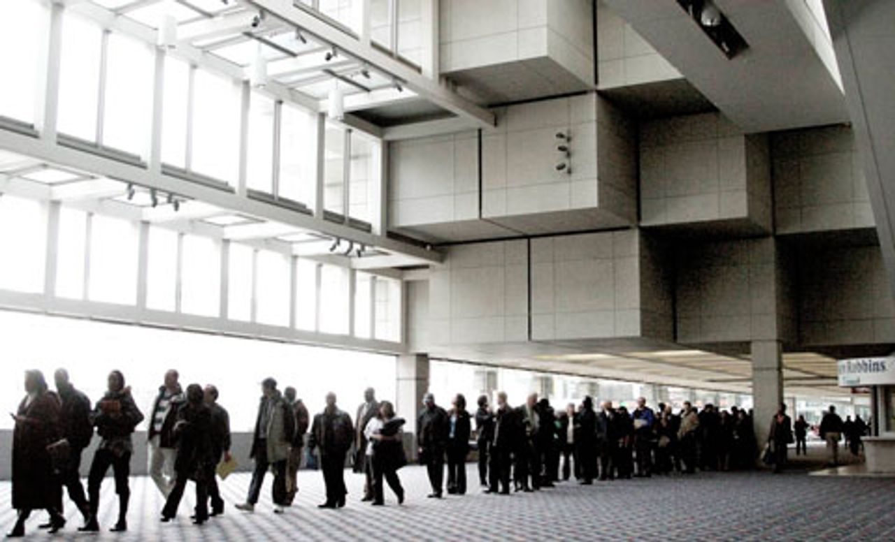 Line at the jobs fair at Cobo Hall in Detroit