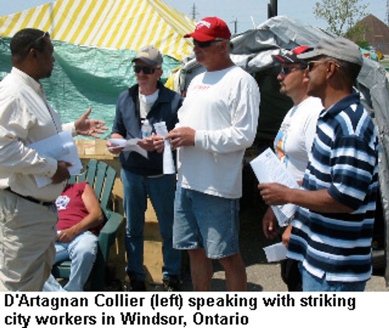 D'Artagnan Collier with striking Windsor city workers