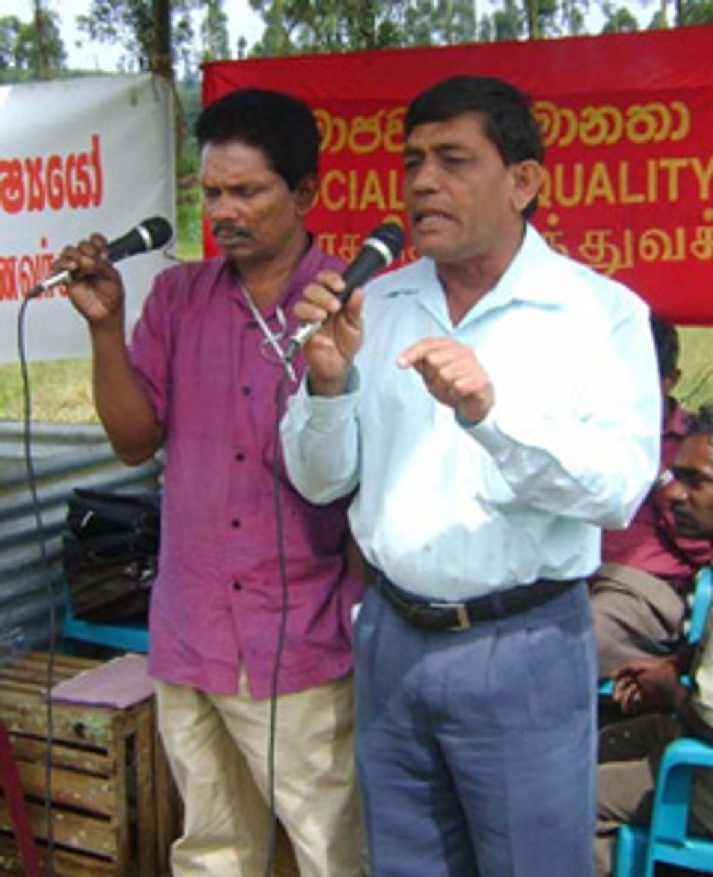 W.A. Sunil (right) addressing the meeting
