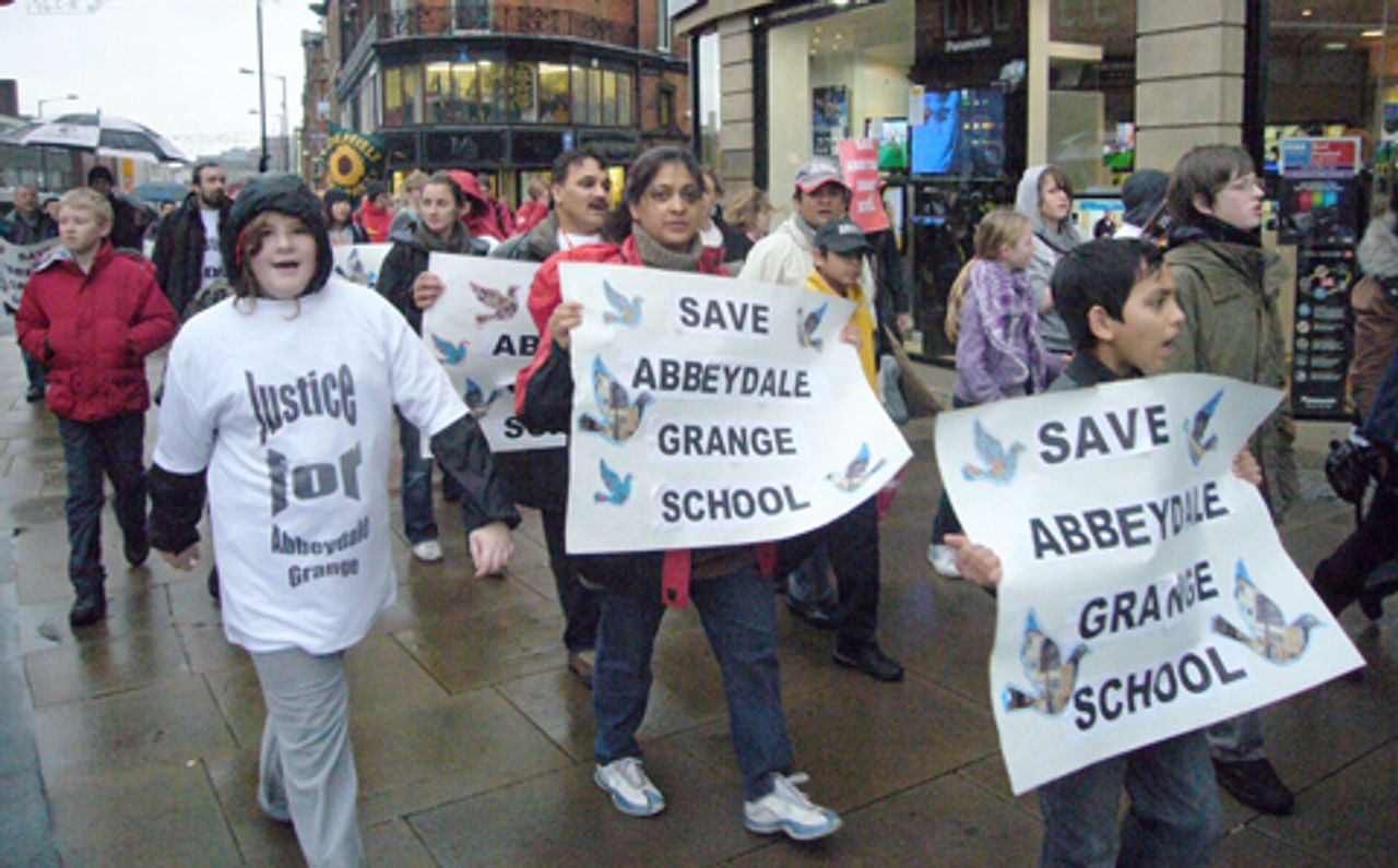 Protesters march in Sheffield against closure of Abbeydale Grange School