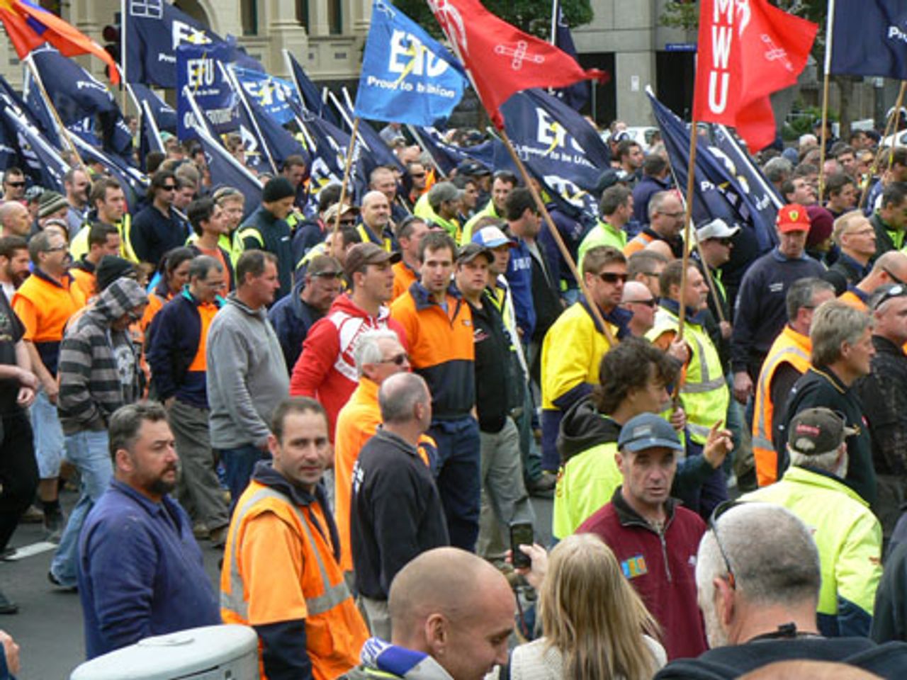 A section of the rally in Melbourne