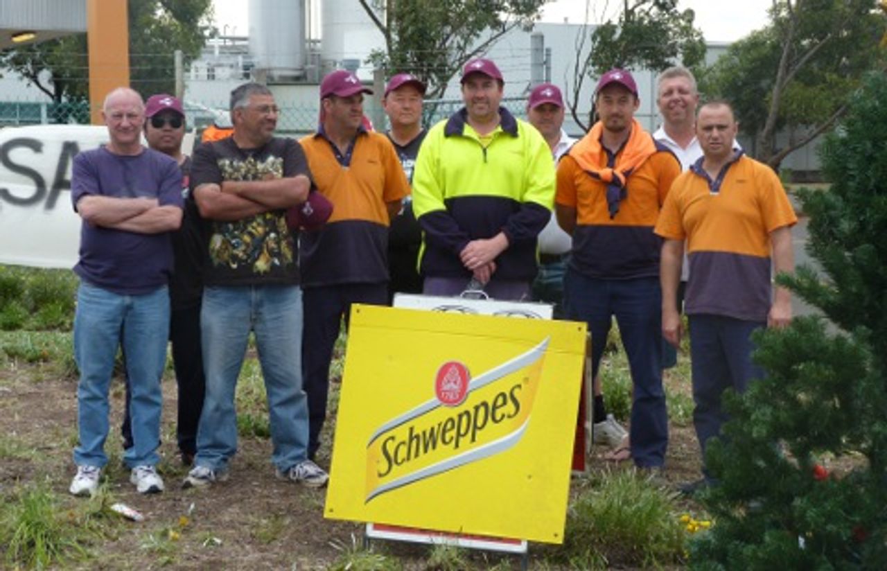Schweppes workers on the picket line