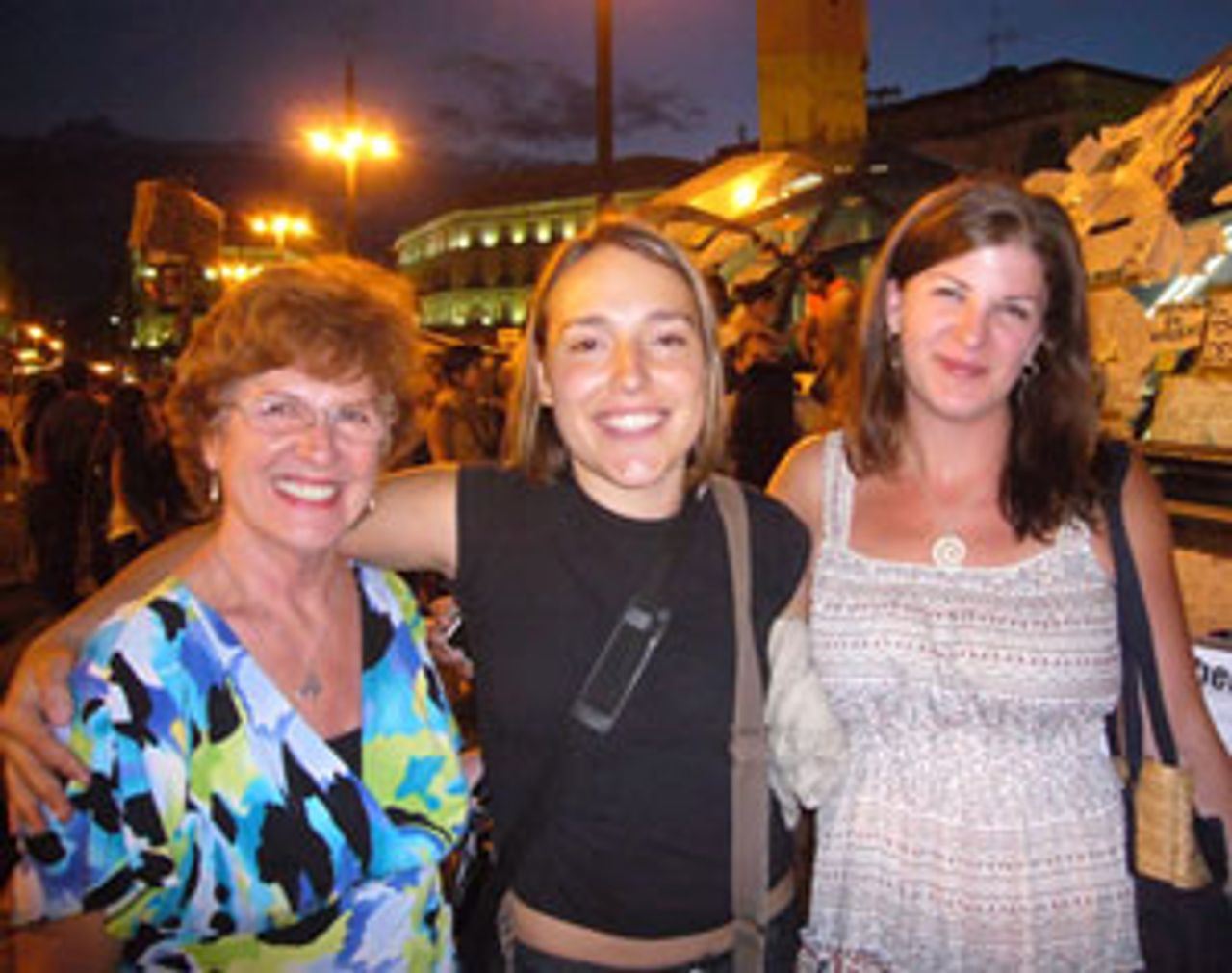 Tania (centre) with friends at the Puerta del Sol 