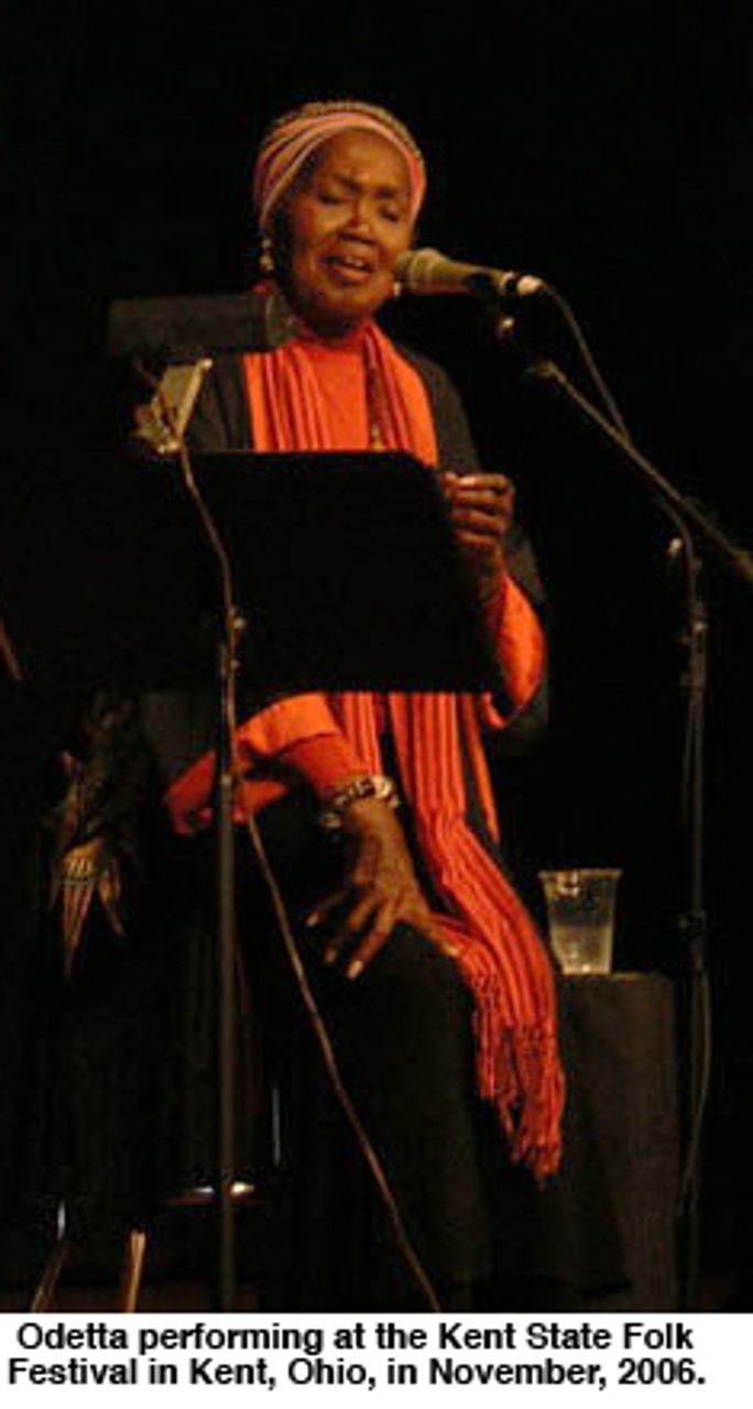 Odetta performing at the Kent State Folk Festival in Kent, Ohio, in November, 2006.
