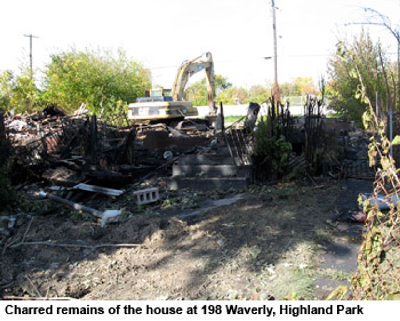 Charred remains of the house at 198 Waverly, Highland Park