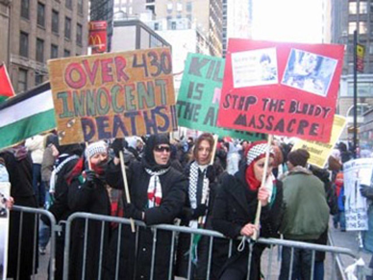demonstration in NYC against Israeli assault on Gaza