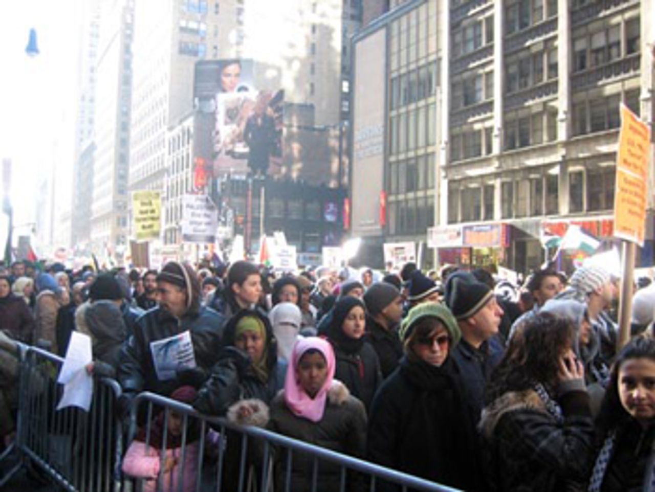 demonstration in NYC against Israeli assault on Gaza