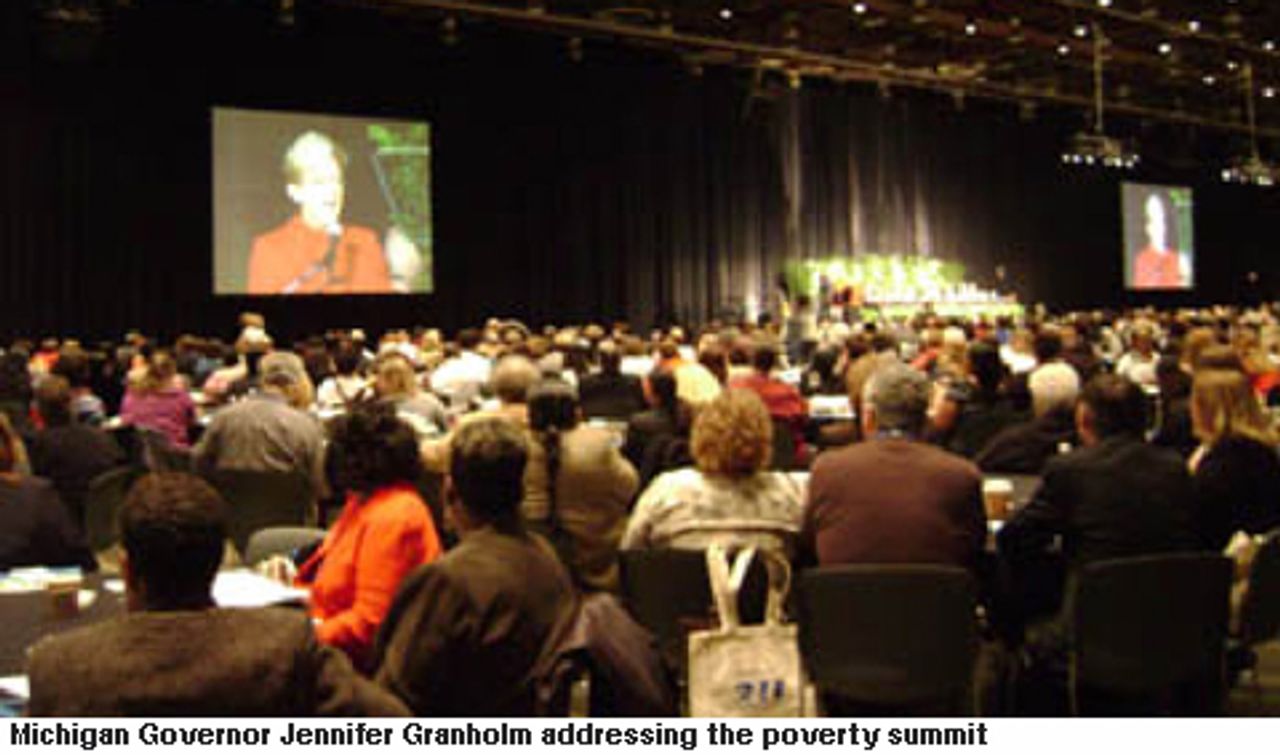 Michigan Governor Jennifer Granholm addressing the poverty summit